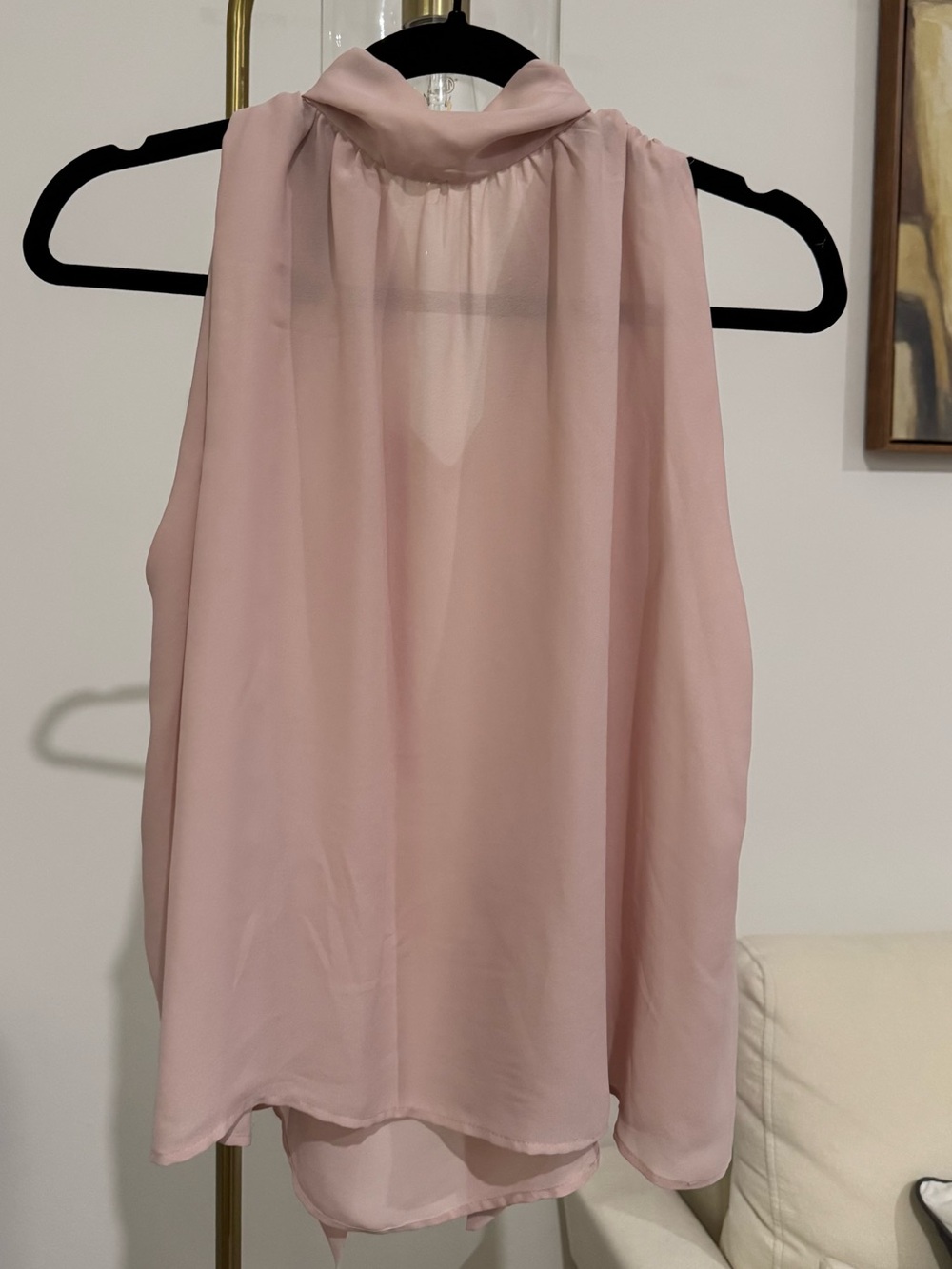 Zara Blush Pink Sleeveless Draped Neck Camisole